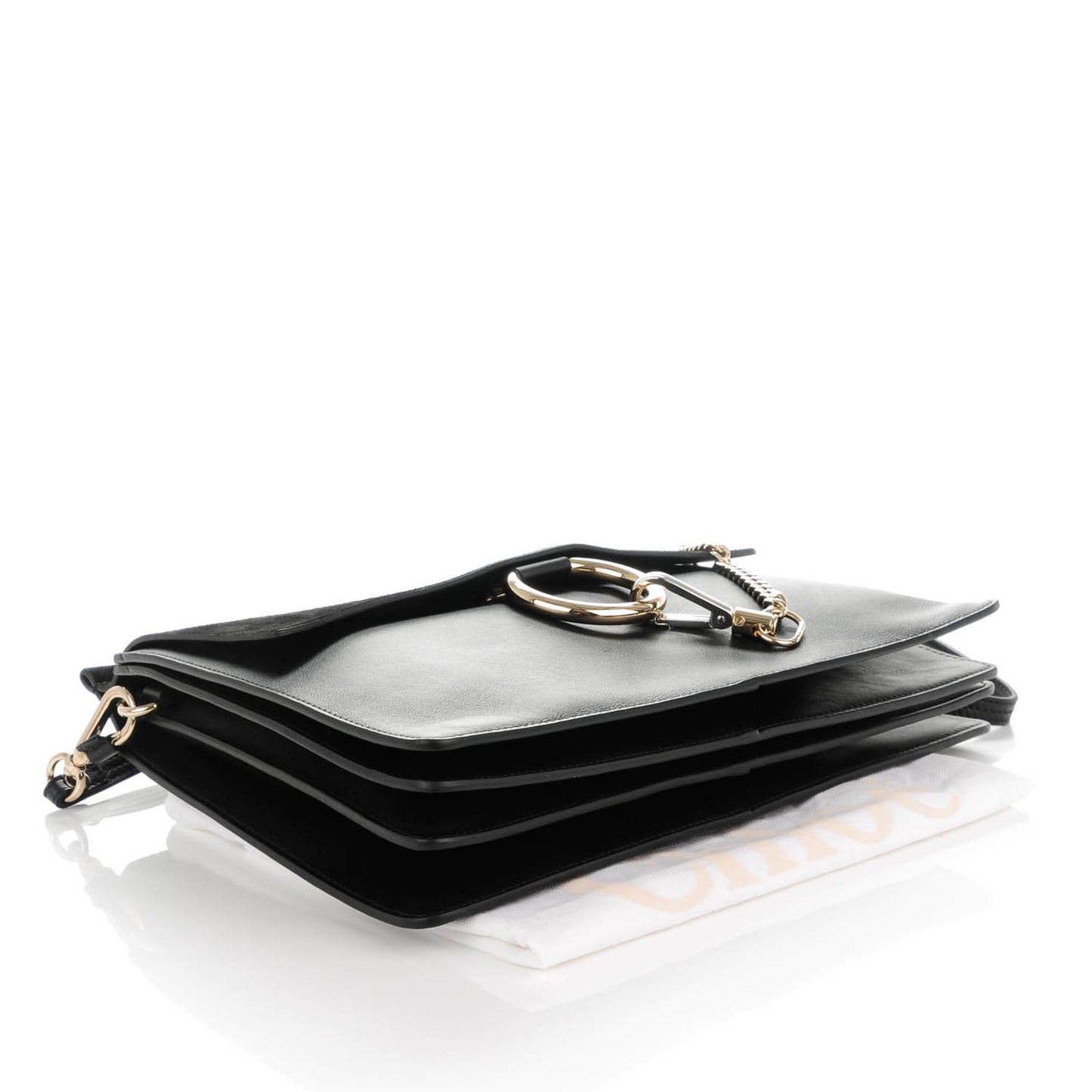 Suede Calfskin Medium Faye Shoulder Bag Black