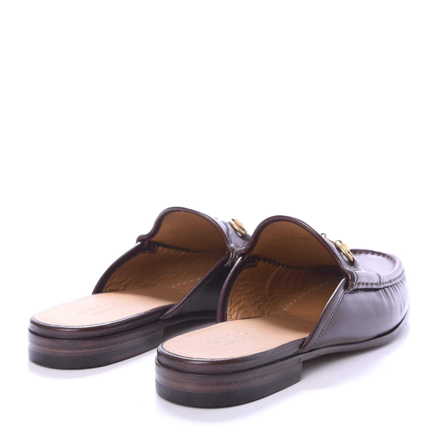 Gucci Goatskin Mens Horsebit Slippers 8.5 Light Brown 4 of 9