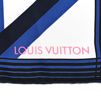 Louis Vuitton Silk LV Monogram Square Scarf Navy 2 of 5