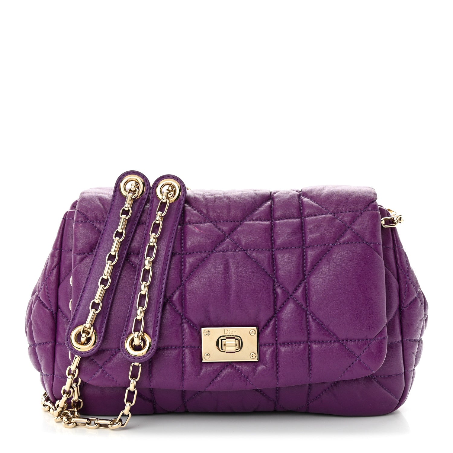 Christian Dior Lambskin Cannage Small Milly La Foret Shoulder Bag Purple 1 of 13