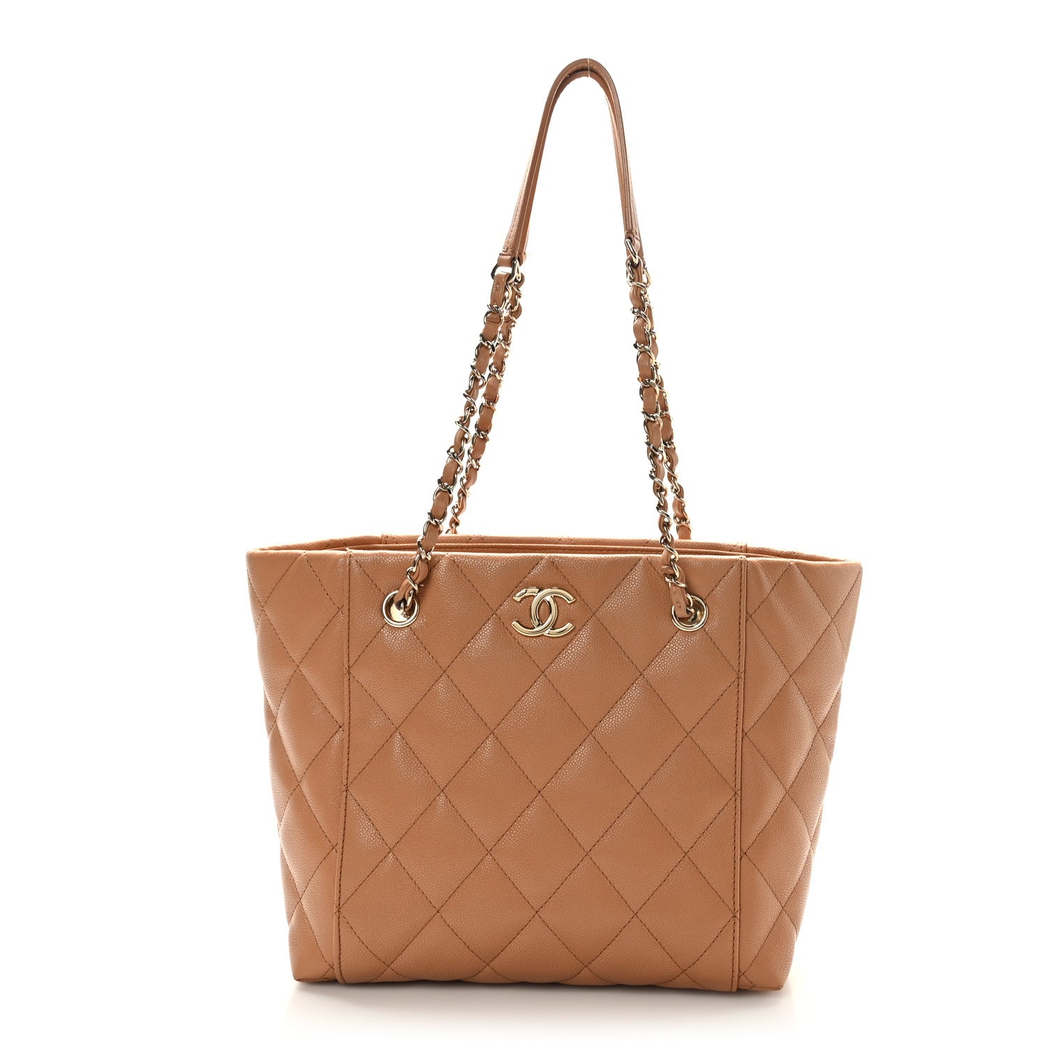 Chanel Caviar Quilted Small Shopping Tote Dark Beige 1 of 11