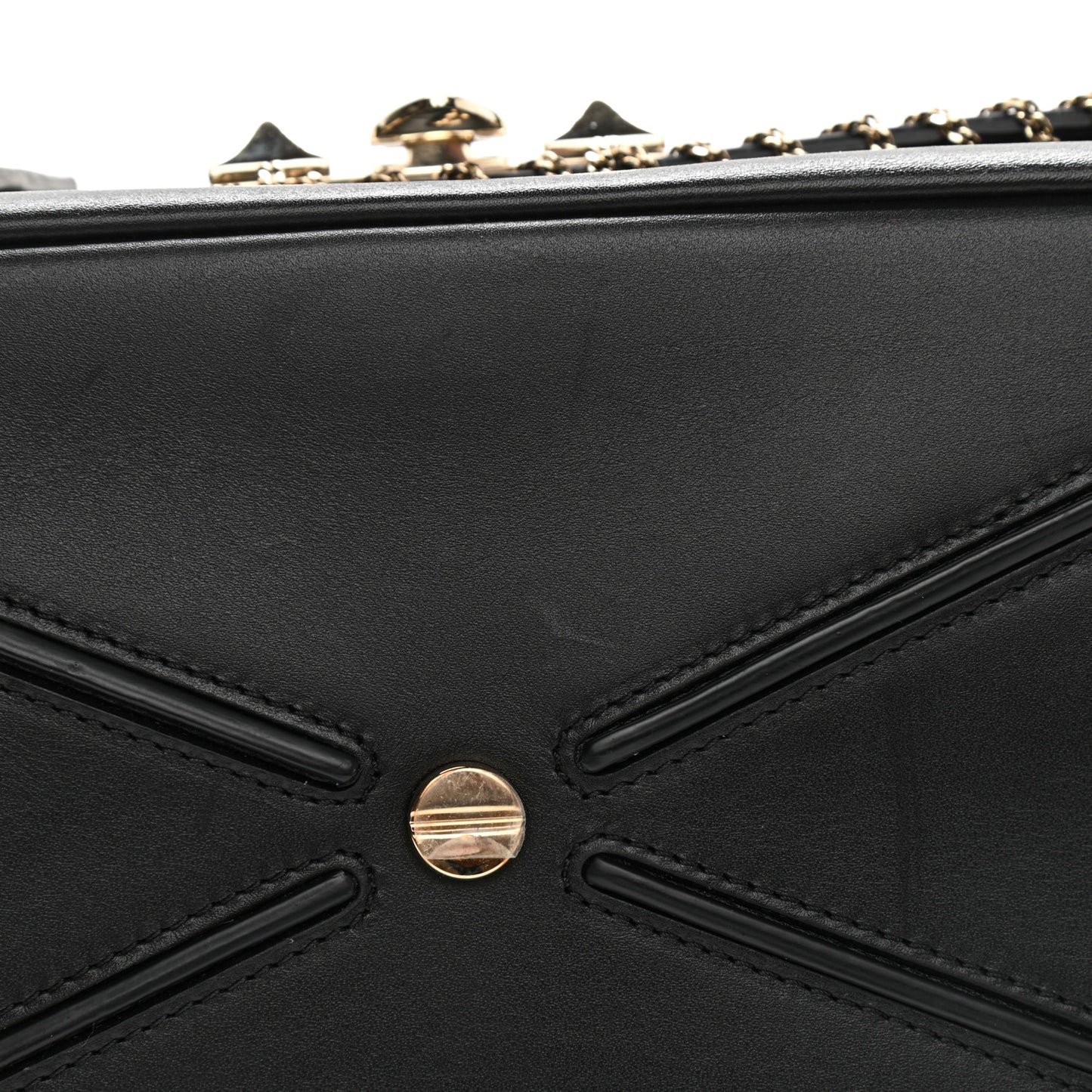 Calfskin Groumette Small Demilune Double Handle Satchel Black