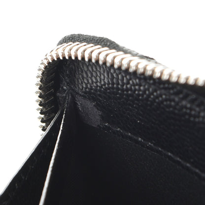 Saint Laurent Grain De Poudre Matelasse Chevron Monogram Zip Around Wallet Black 9 of 9
