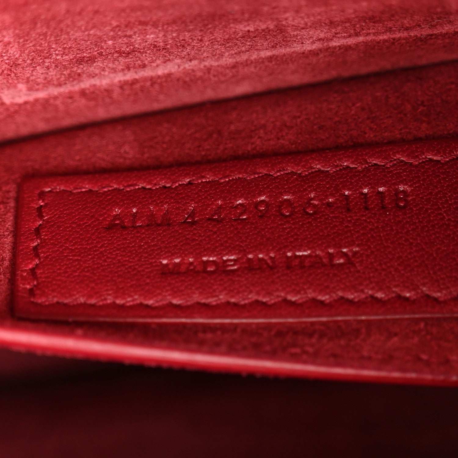 Saint Laurent Calfskin Crocodile Embossed Medium Monogram Sunset Rouge Eros 7 of 14