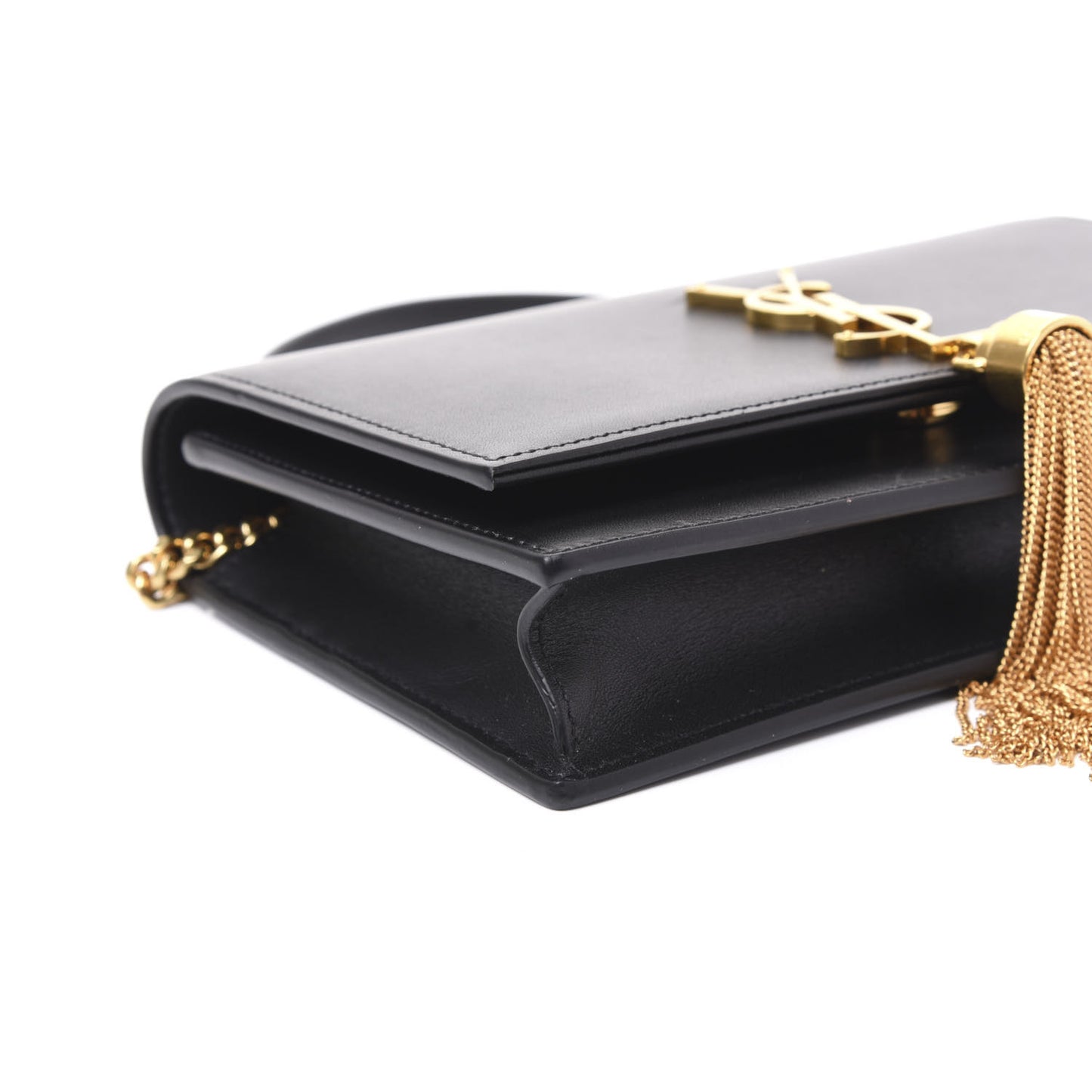 Smooth Calfskin Classic Monogram Kate Tassel Chain Wallet Black