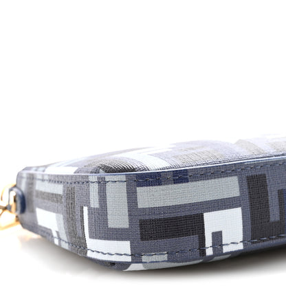 Fendi Fabric Jacquard Vitello Grace FF 1974 Baguette Pouch Blue 8 of 9