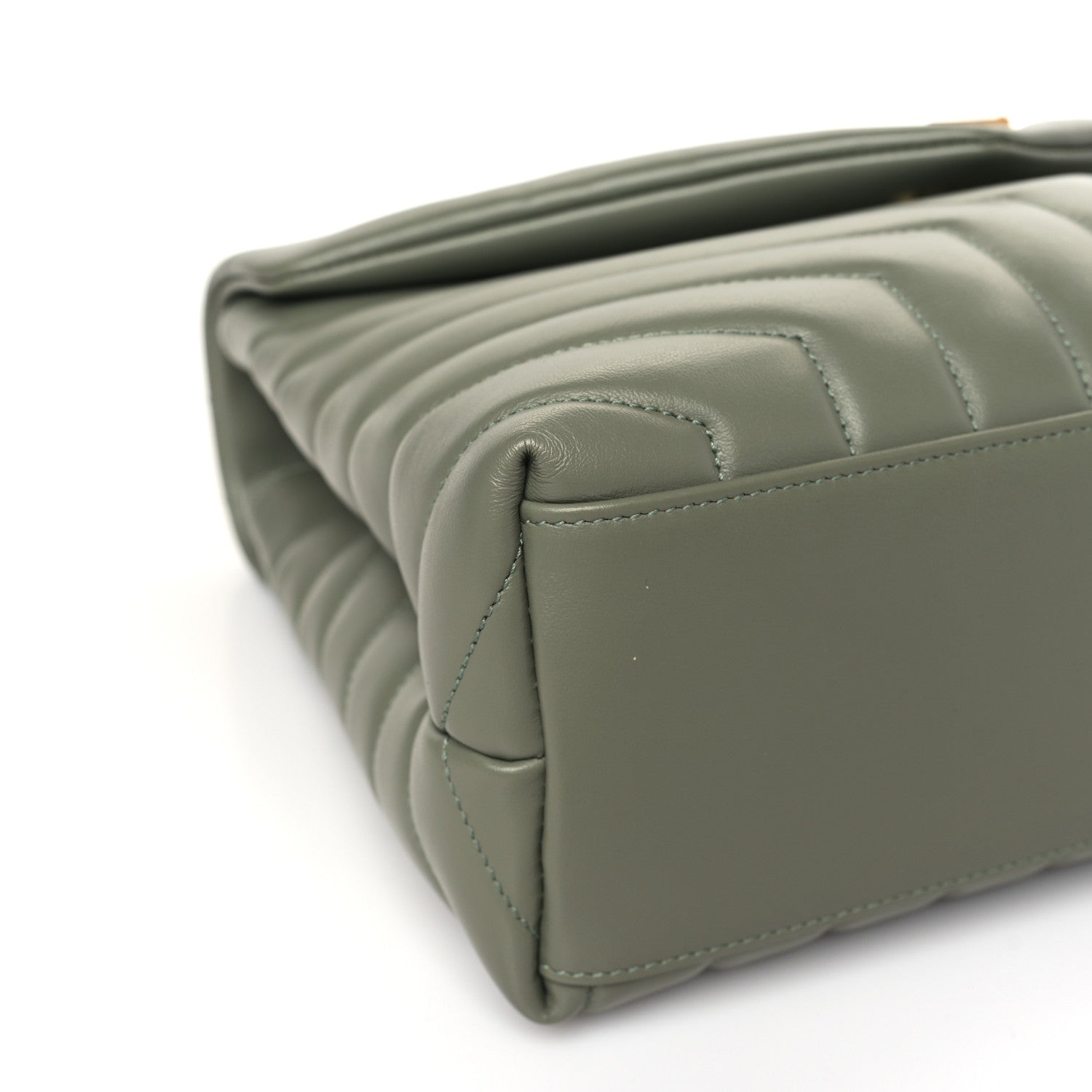 Saint Laurent Calfskin Y Quilted Monogram Medium Loulou Chain Satchel Light Sage 8 of 9