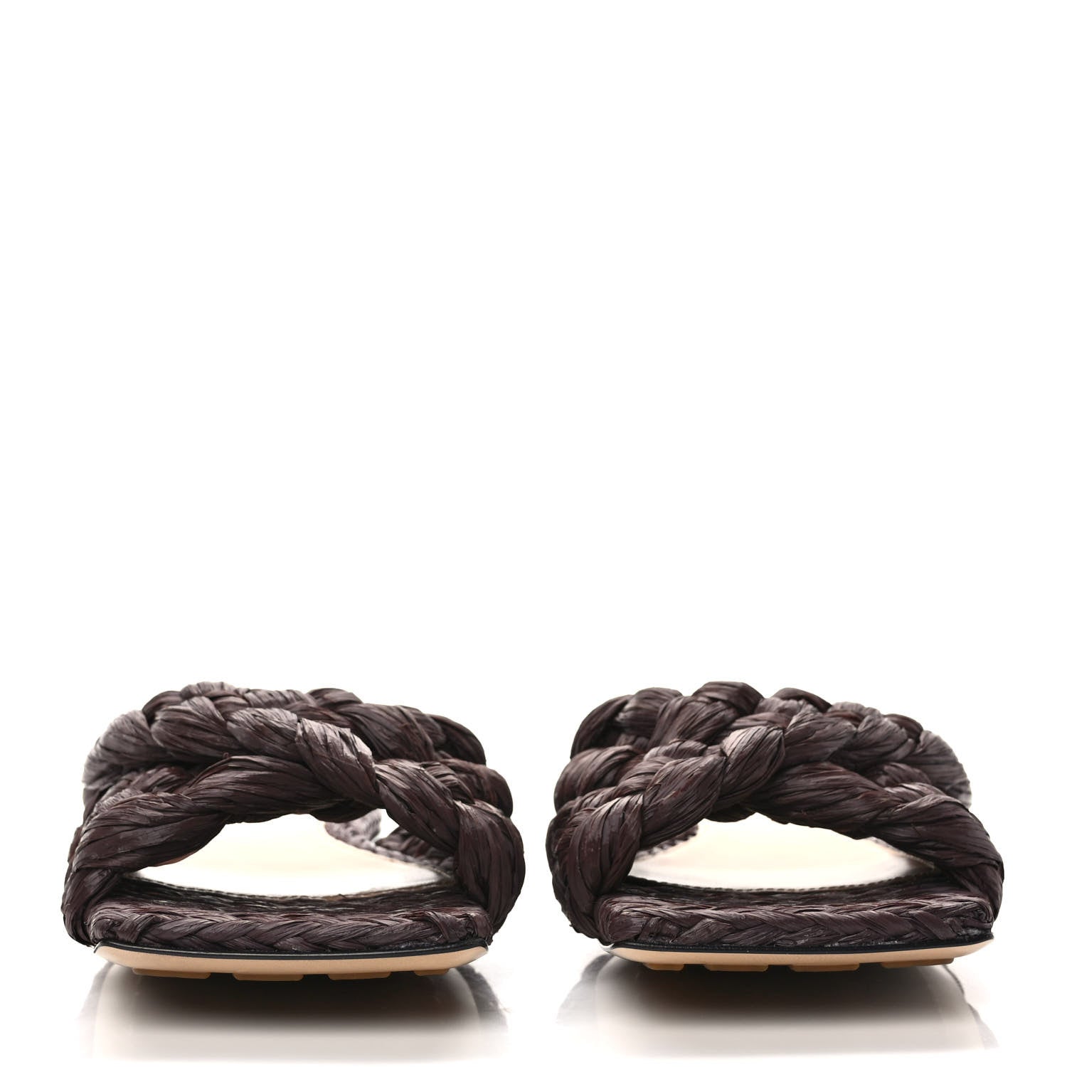 Bottega Veneta Raffia Twisted Intrecciato Stretch Flat Sandals 38.5 Bitter Chocolate 2 of 7