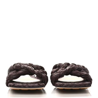 Bottega Veneta Raffia Twisted Intrecciato Stretch Flat Sandals 38.5 Bitter Chocolate 2 of 7