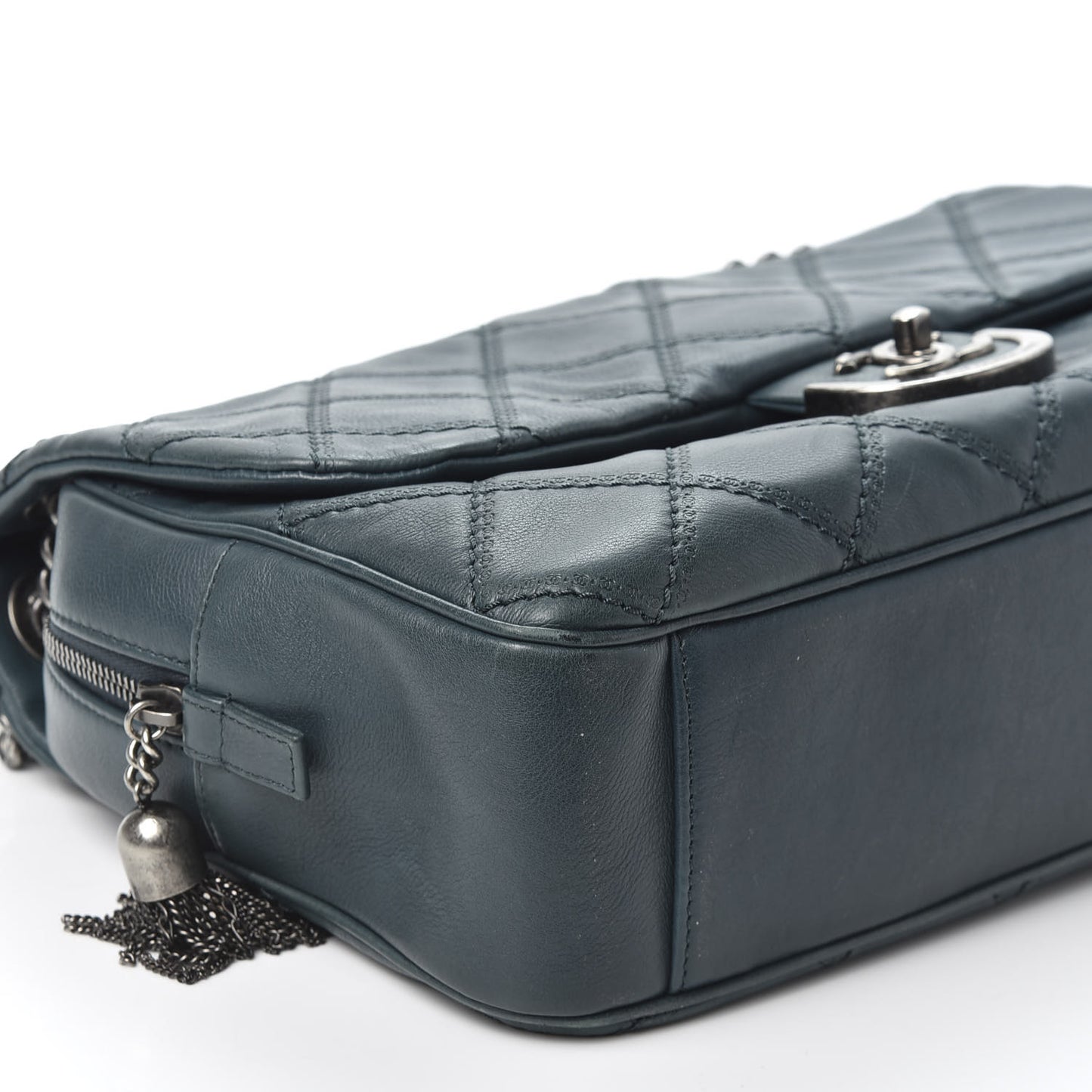Calfskin Quilted Jumbo Coco Sporran Flap Dark Green