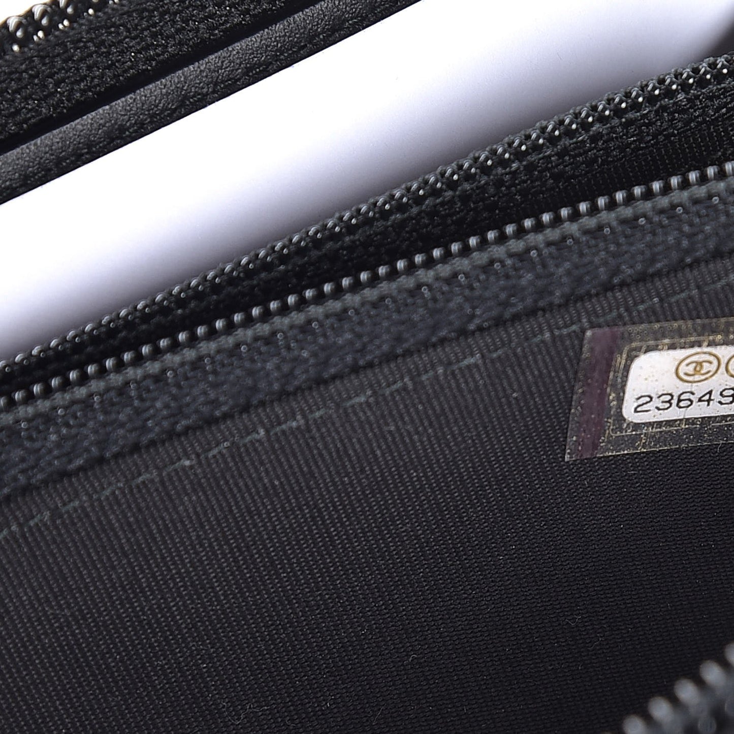 Calfskin Painted Chevron Embossed Small Boy Zip Wallet Black