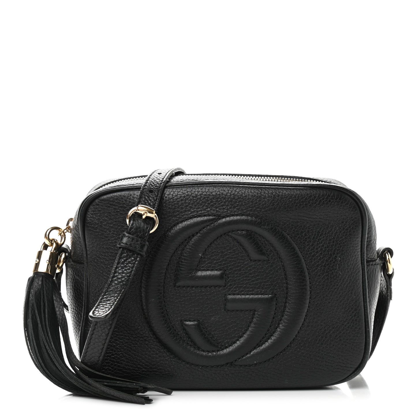 Pebbled Calfskin Small Soho Disco Bag Black