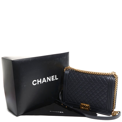 Chanel Metallic Calfskin Quilted Large Boy Flap Black 5 of 10