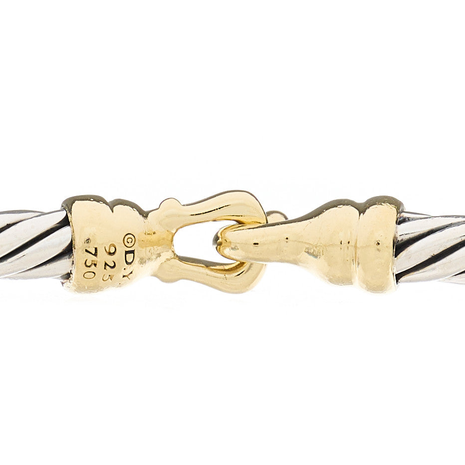 Sterling Silver 18K Yellow Gold 3mm Cable Buckle Bracelet