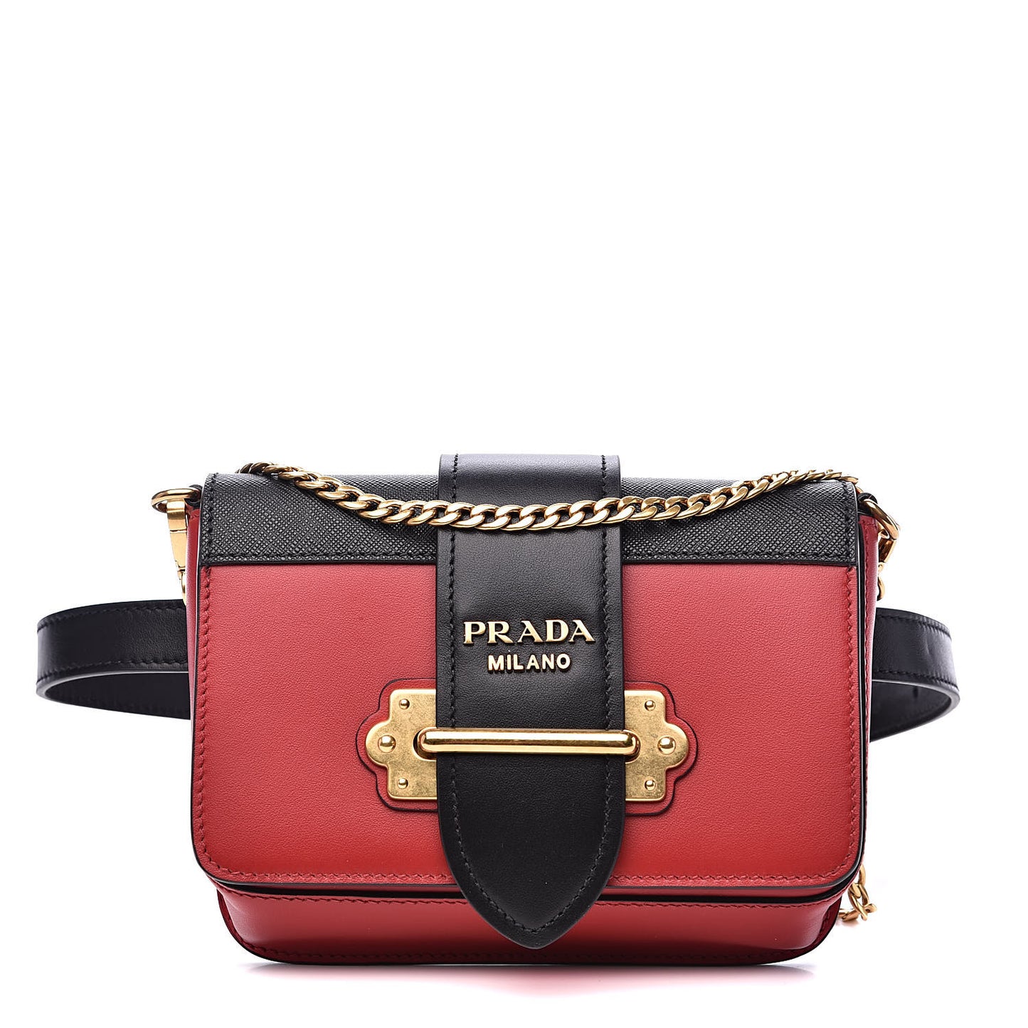Saffiano City Calf Cahier Belt Bag Fuoco Black