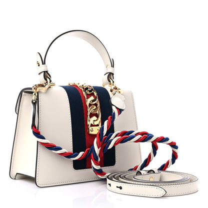 Gucci Calfskin Mini Sylvie Top Handle Bag White 3 of 10