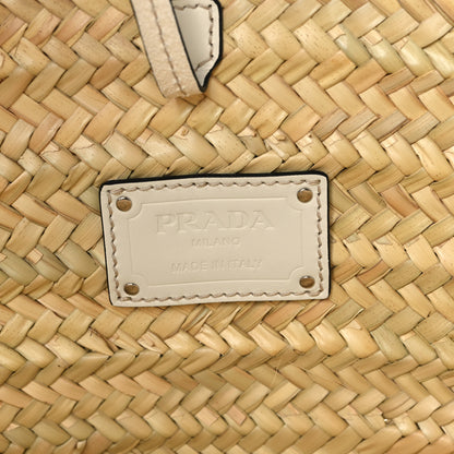 Prada Palmitto Vitello Woven Braided Large Basket Tote Bag Naturale White 6 of 11