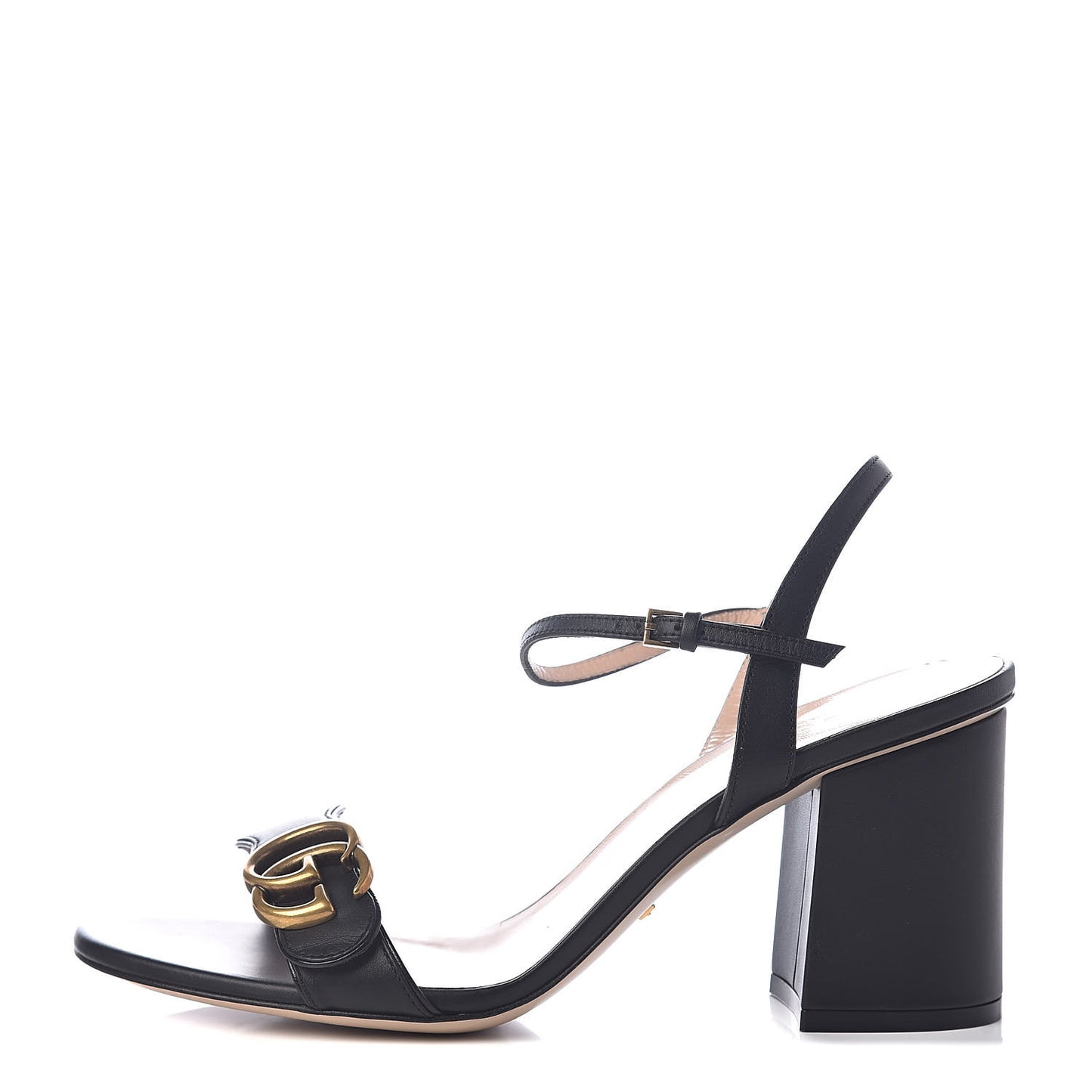 Lifford Calfskin GG Marmont Ankle Wrap 75mm Sandals 39 Black