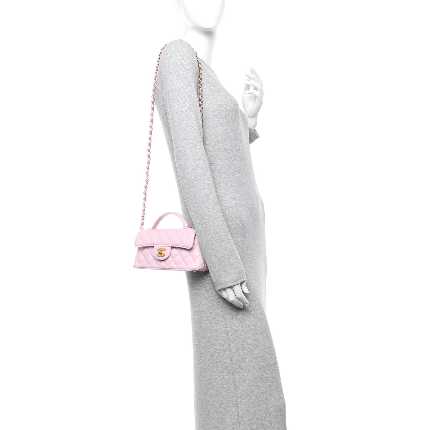 Chanel Lambskin Quilted Mini Flap Top Handle Bag Light Pink 2 of 11