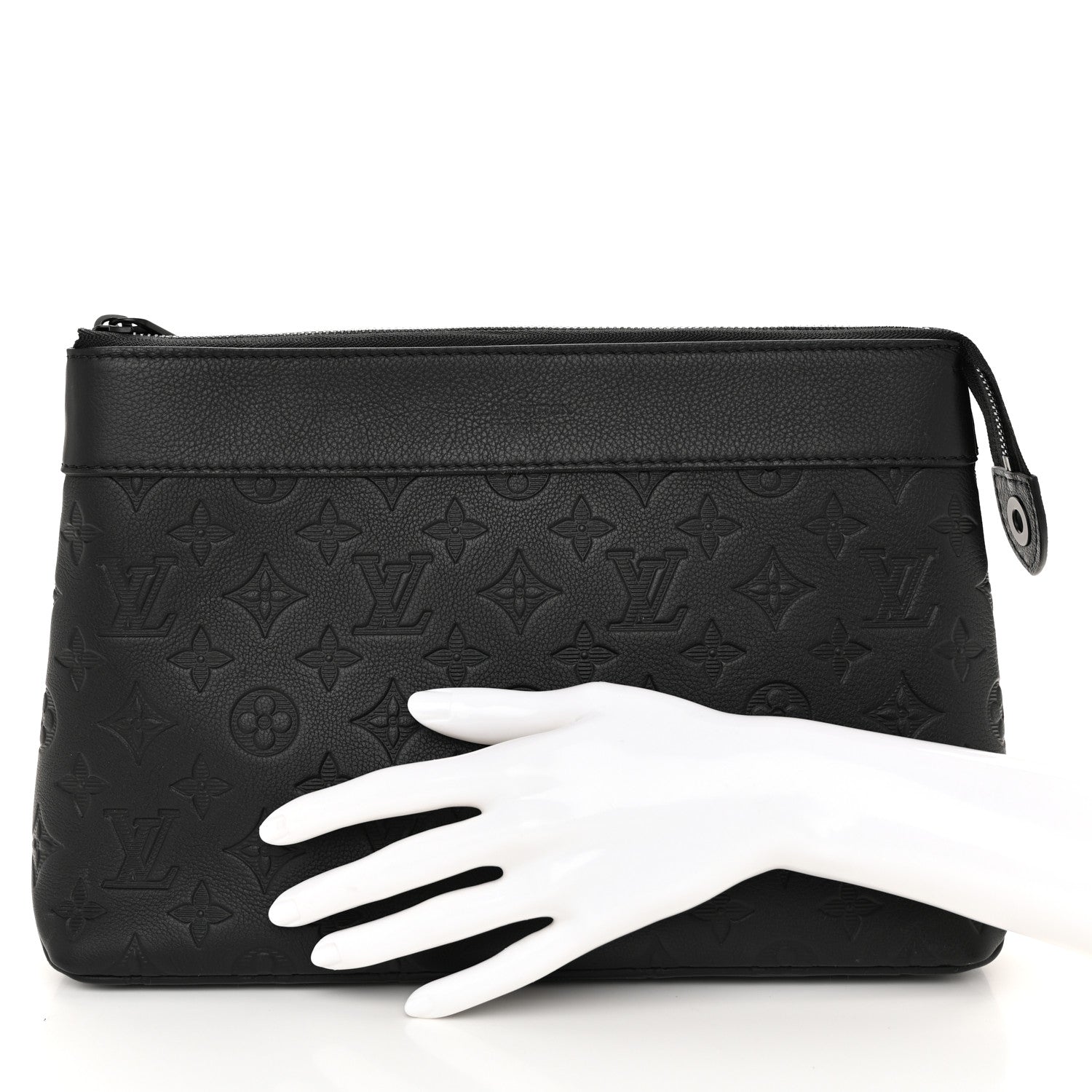 Louis Vuitton Shadow Calfskin Monogram Pochette Voyage Souple Black 2 of 10