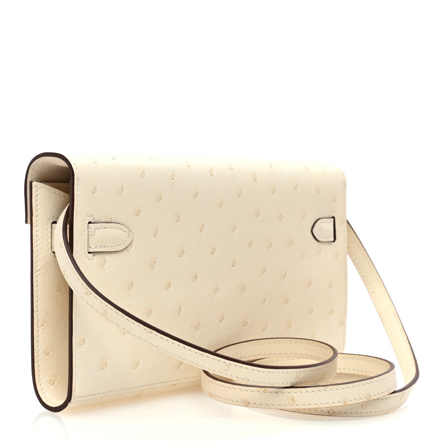 Ostrich Kelly Wallet To Go Craie