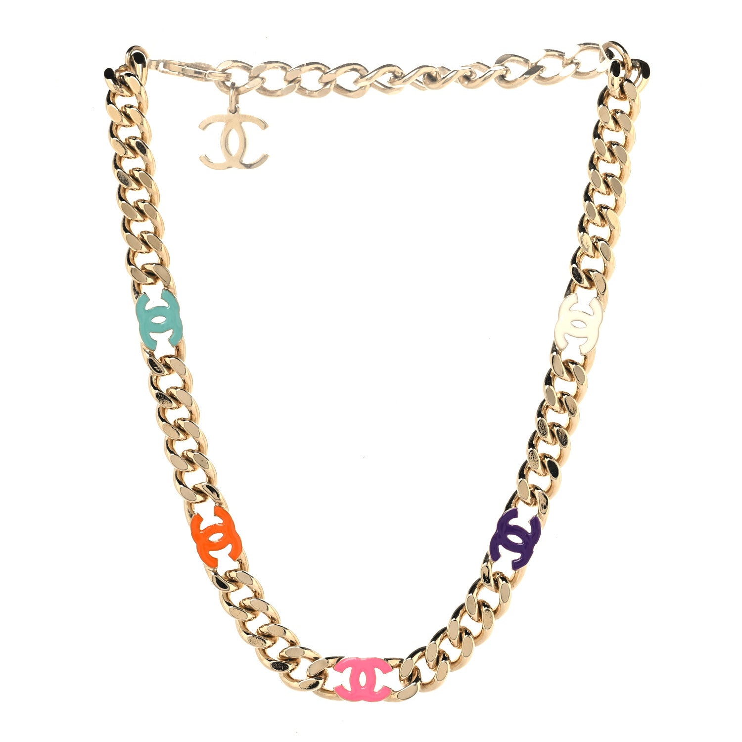 Chanel Metal Enamel Chain CC Choker Gold Multicolor 3 of 5