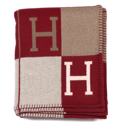 Hermes Wool Cashmere Avalon III Blanket Ecru Rouge H 1 of 3