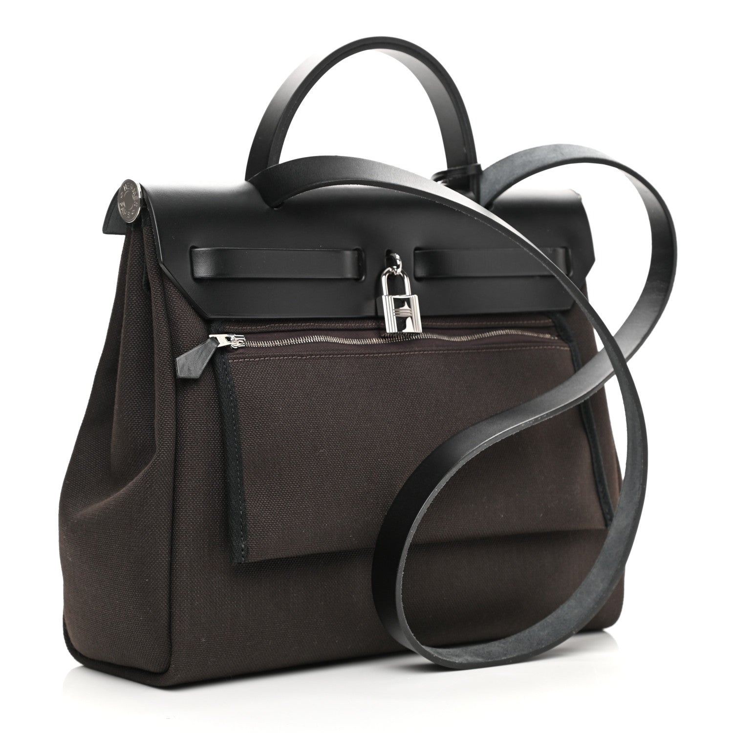 Hermes Military Toile Vache Hunter Herbag Zip Retourne 31 PM Ebene Black 4 of 12