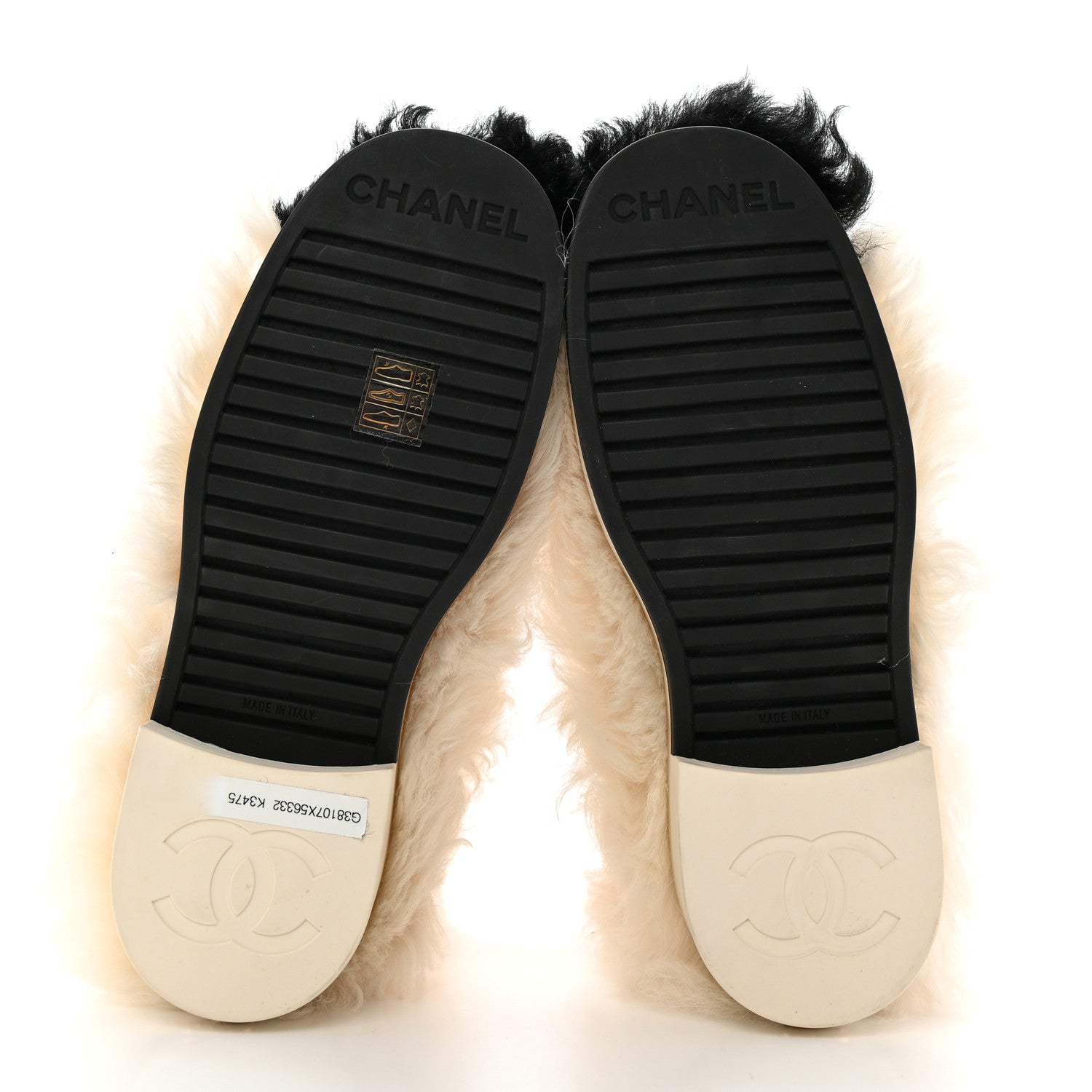 Chanel Shearling Sheepskin High Boots 38.5 Ivory Black 6 of 11