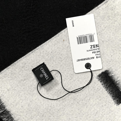 Chanel Cashmere CC Fringe Stole Black White 3 of 3