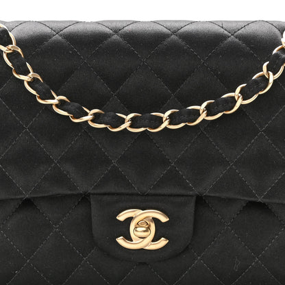 Chanel Satin Quilted Medium Double Flap Black 7 of 9