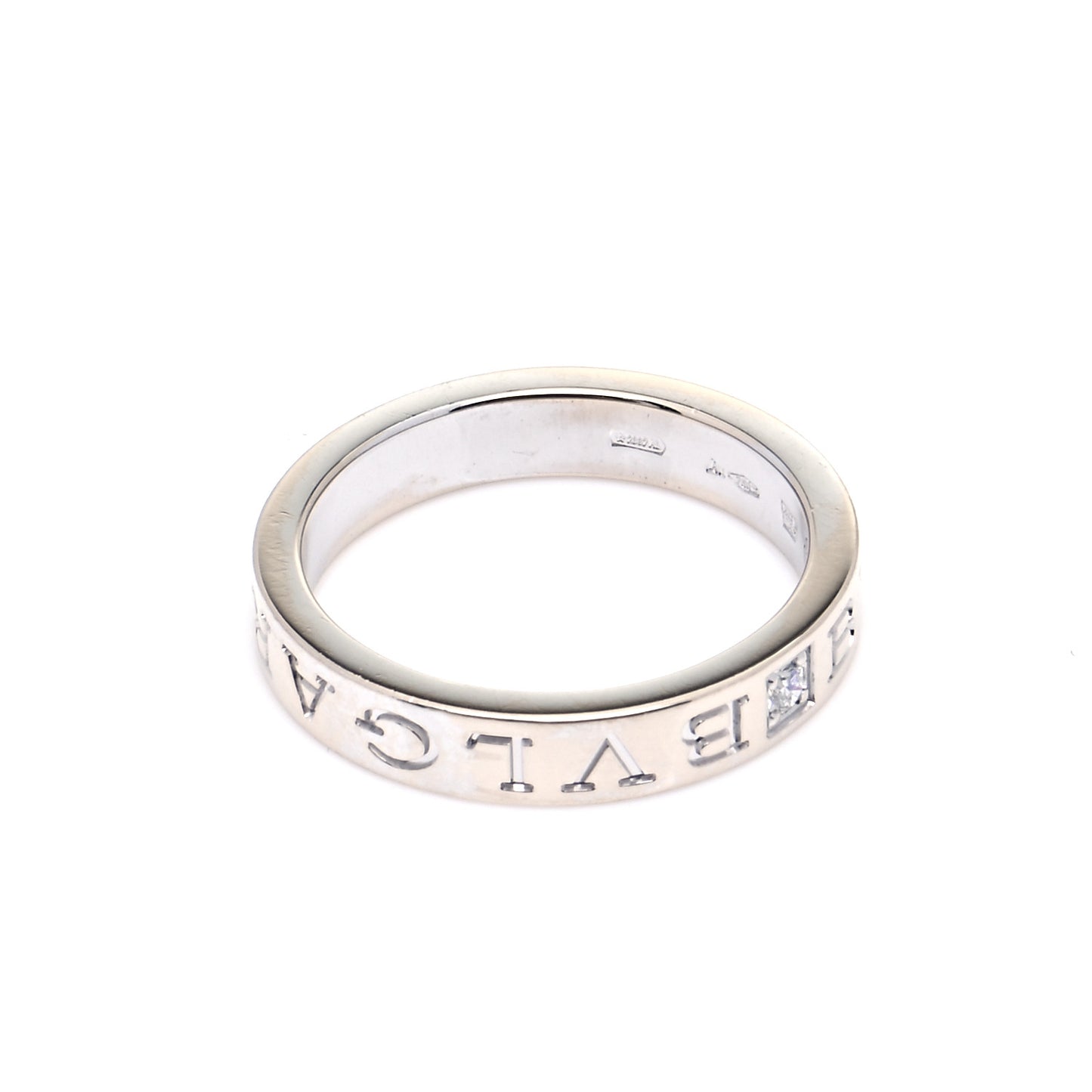 18K White Gold Diamond B.Zero1 Essential Band Ring 57 8