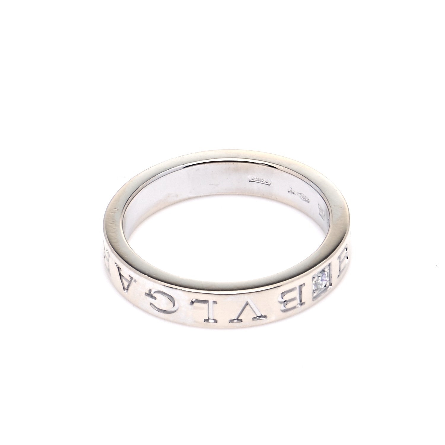 Bulgari 18K White Gold Diamond B.Zero1 Essential Band Ring 57 8 4 of 6
