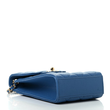 Chanel Caviar Quilted Classic Phone Holder Blue 4 of 10