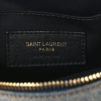 Saint Laurent Denim Matelasse Chevron Quilted Round Vinyle Camera Bag Rodeo Blue Cinnamon 6 of 13