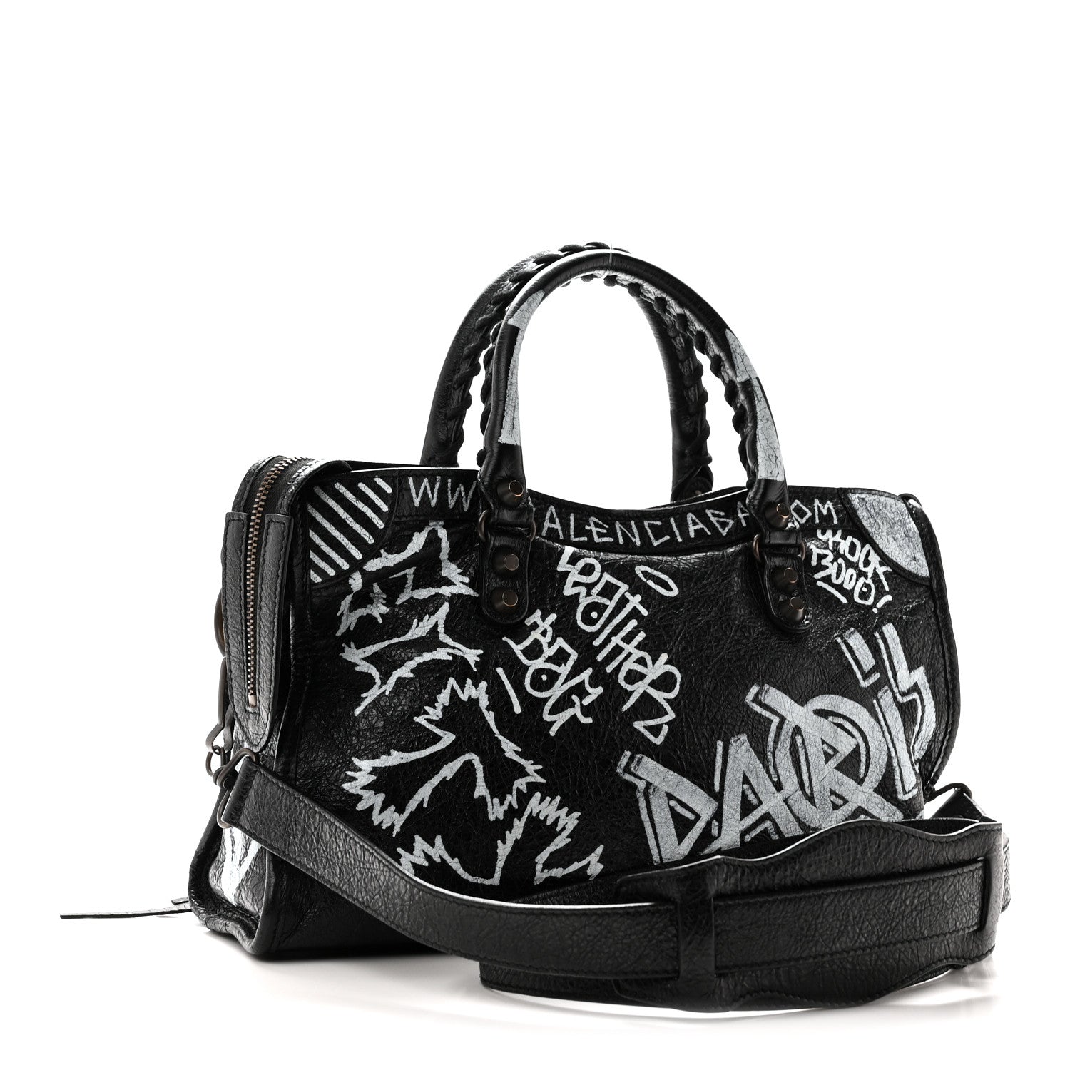 Balenciaga Agneau Classic Hardware Graffiti All Over S City Black Black 4 of 11