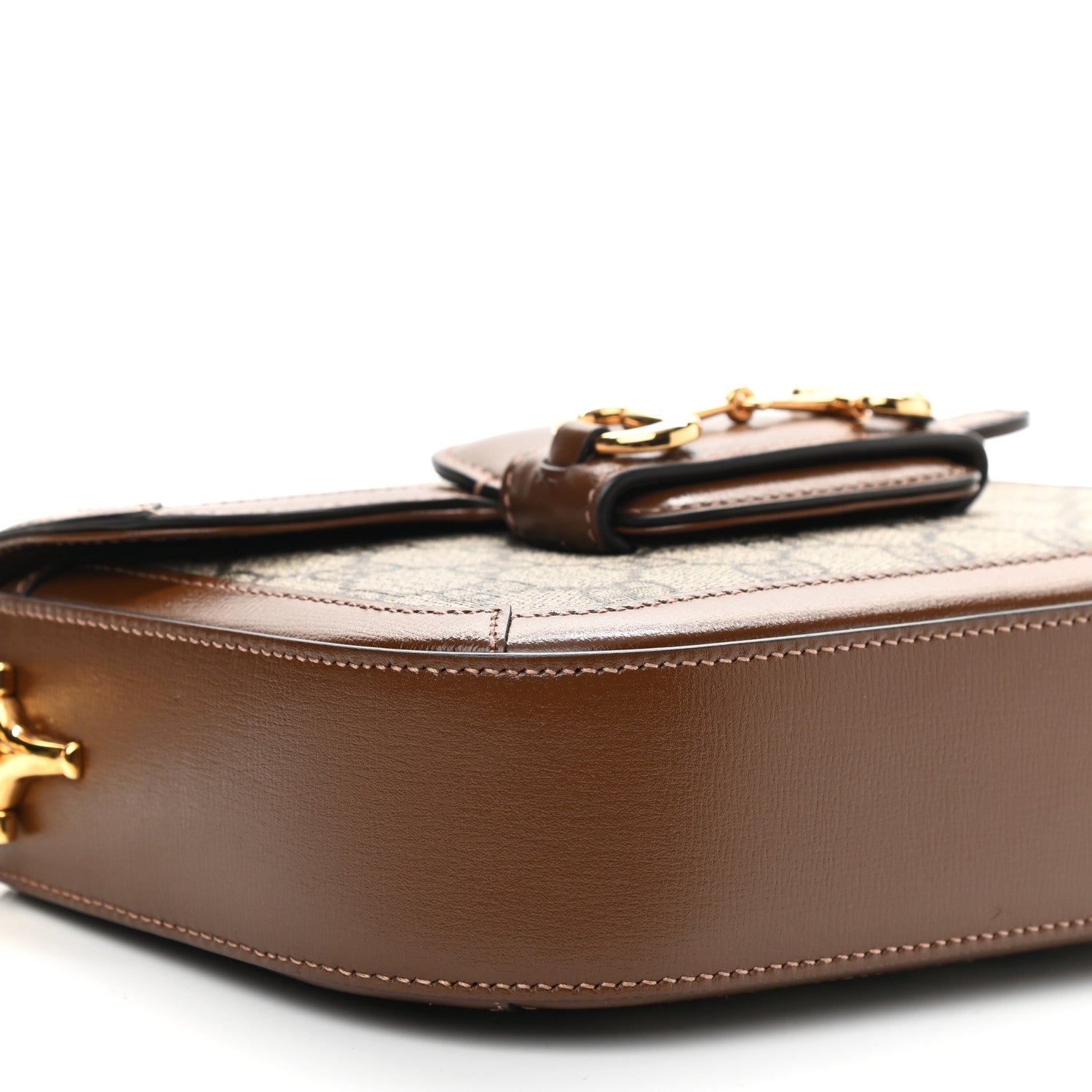 Gucci GG Supreme Monogram Web Mini Horsebit 1955 Shoulder Bag Beige Brown Sugar 9 of 11