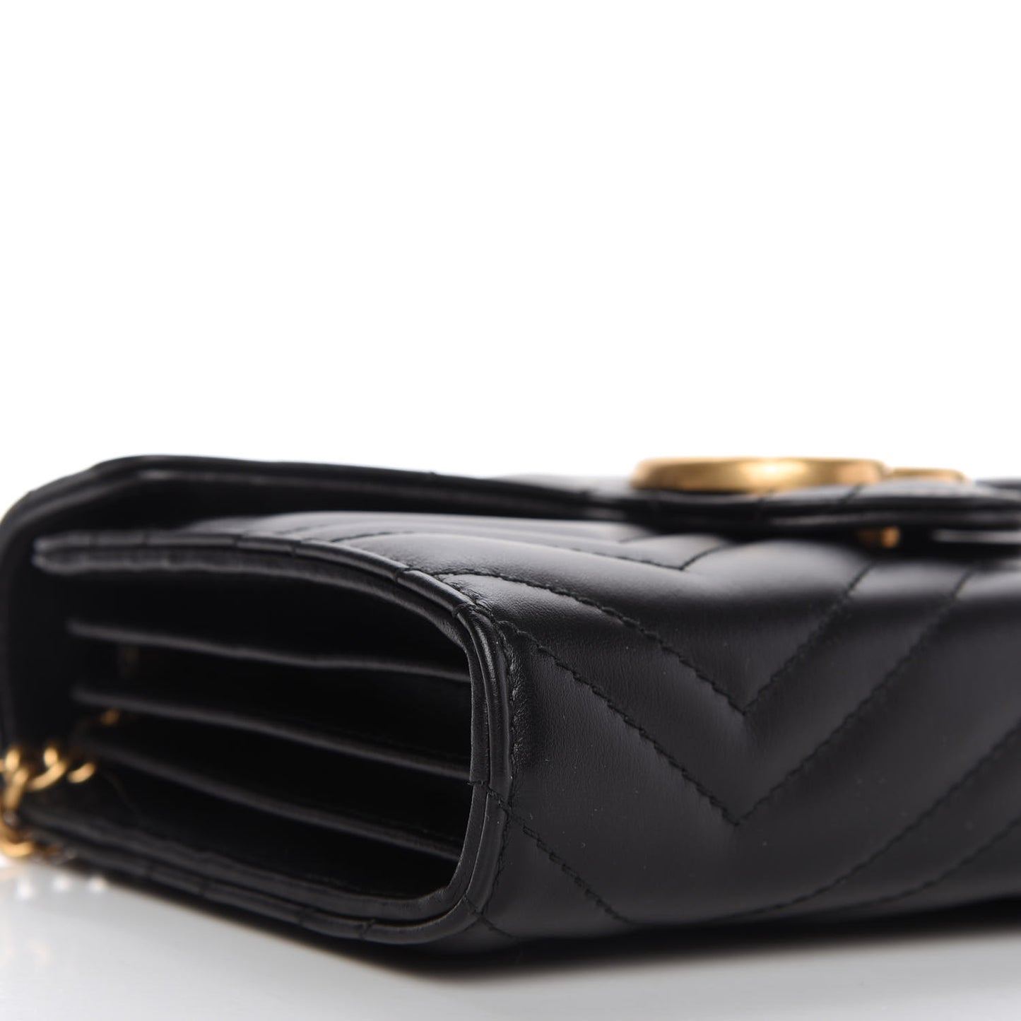 Calfskin Matelasse GG Marmont Chain Wallet Black