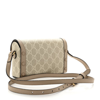 Gucci GG Supreme Monogram Textured Dollar Calfskin Mini Horsebit 1955 Shoulder Bag Beige Mystic White Oatmeal 3 of 12