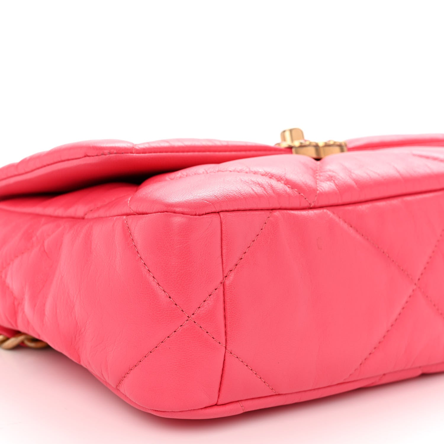 Chanel Shiny Goatskin Quilted Medium Chanel 19 Flap Pink 9 of 10
