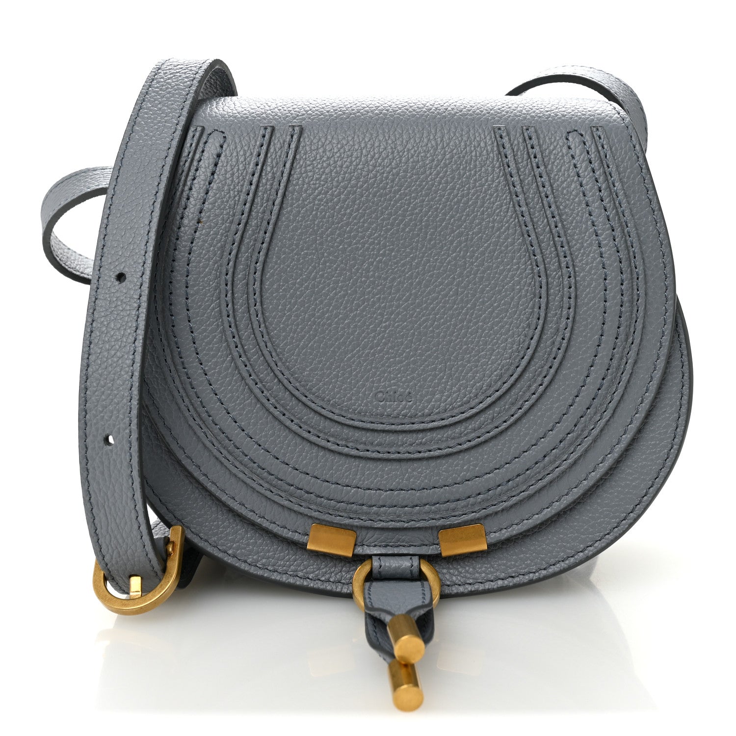 Chloe Calfskin Mini Marcie Round Crossbody Bag Storm Blue 1 of 8