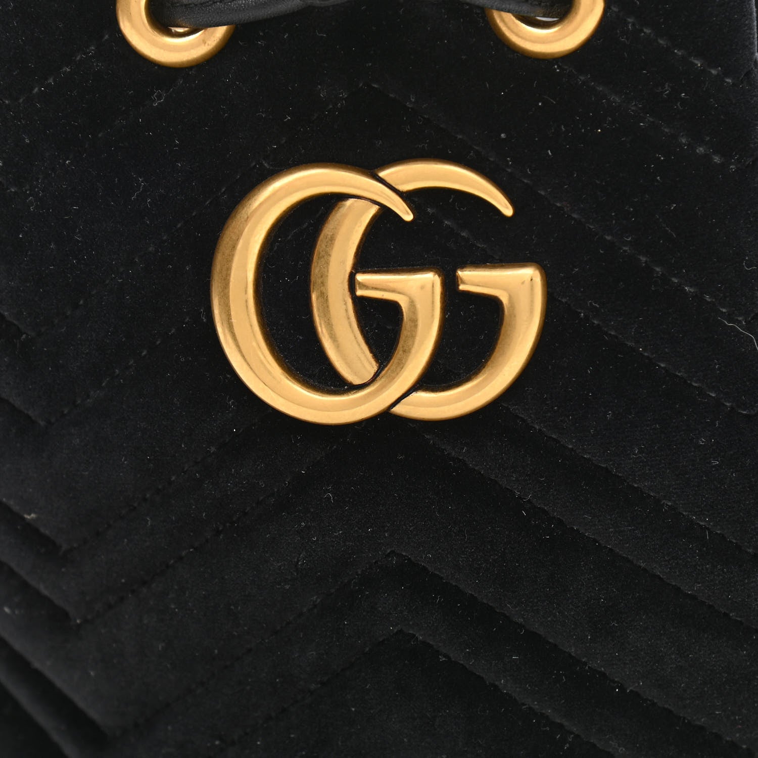 Gucci Velvet Matelasse GG Marmont Bucket Bag Black 8 of 10