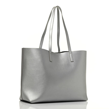 Saint Laurent Metallic Calfskin Large Shopping Tote Silver 2 of 9