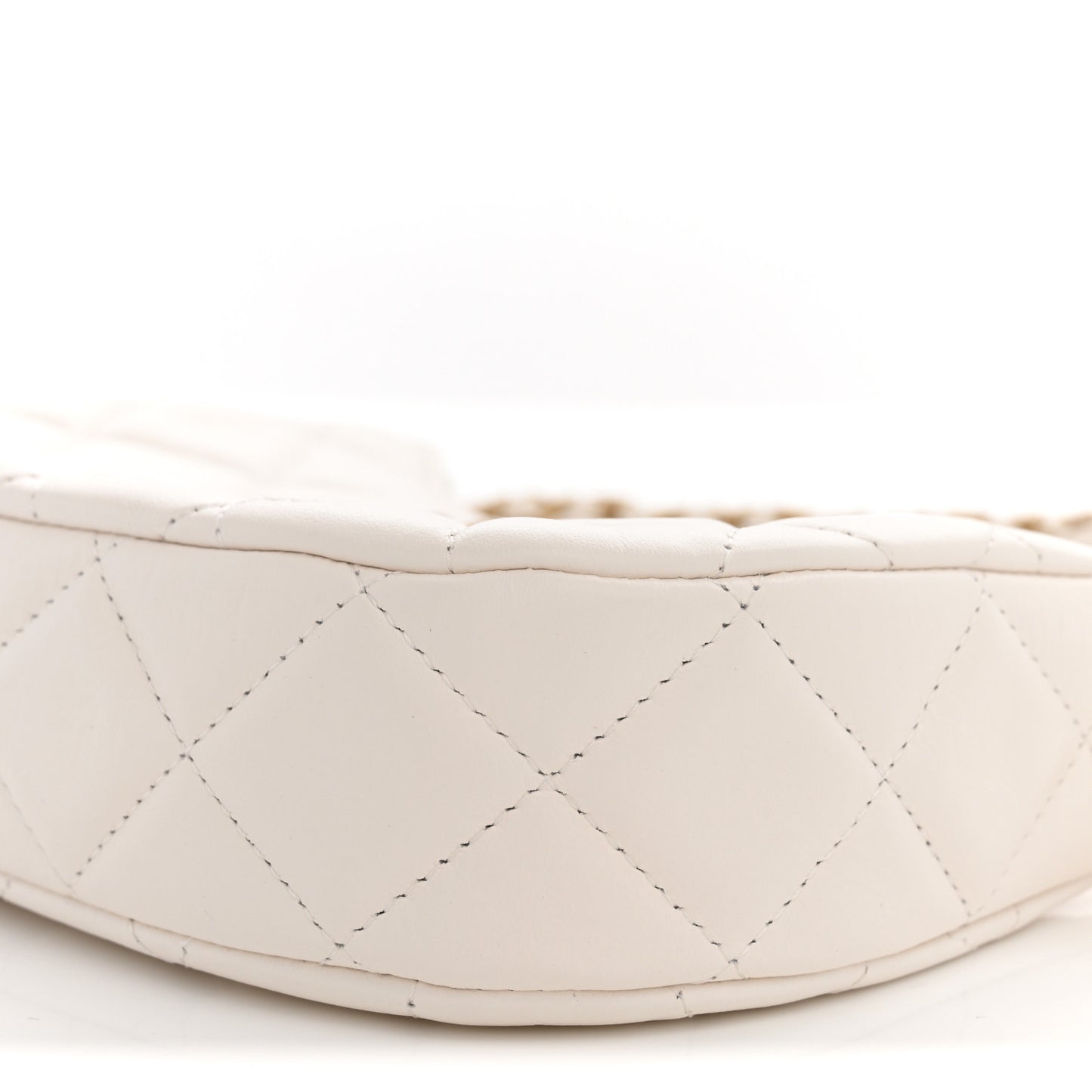 Crumpled Calfskin Quilted Braided CC Small Hobo White