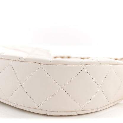 Chanel Crumpled Calfskin Quilted Braided CC Small Hobo White 10 of 11