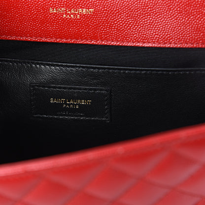 Saint Laurent Grain De Poudre Textured Mixed Matelasse Triquilt Medium Monogram Satchel New Red 5 of 8