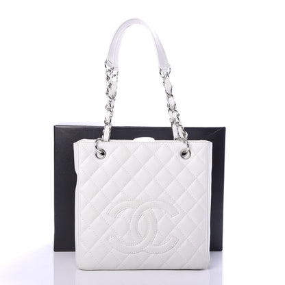 Chanel Caviar Quilted Petit Shopping Tote PST White 11 of 11