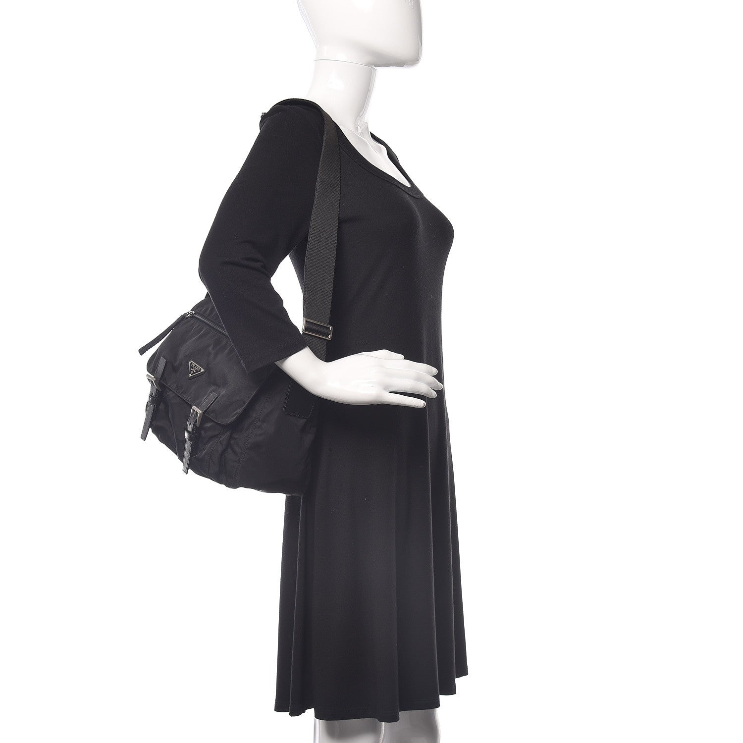 Prada Nylon Vela Messenger Bag Black 2 of 14