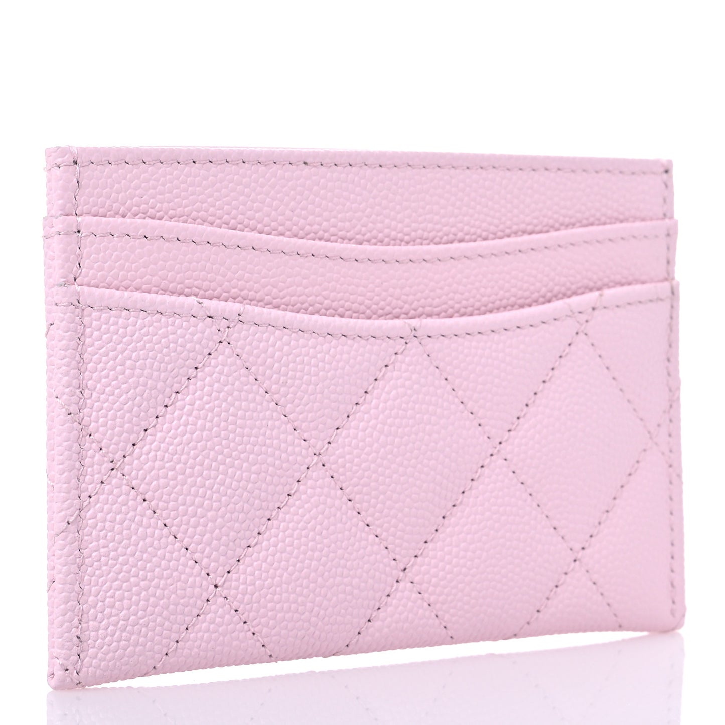 Caviar Quilted Card Holder Light Pink