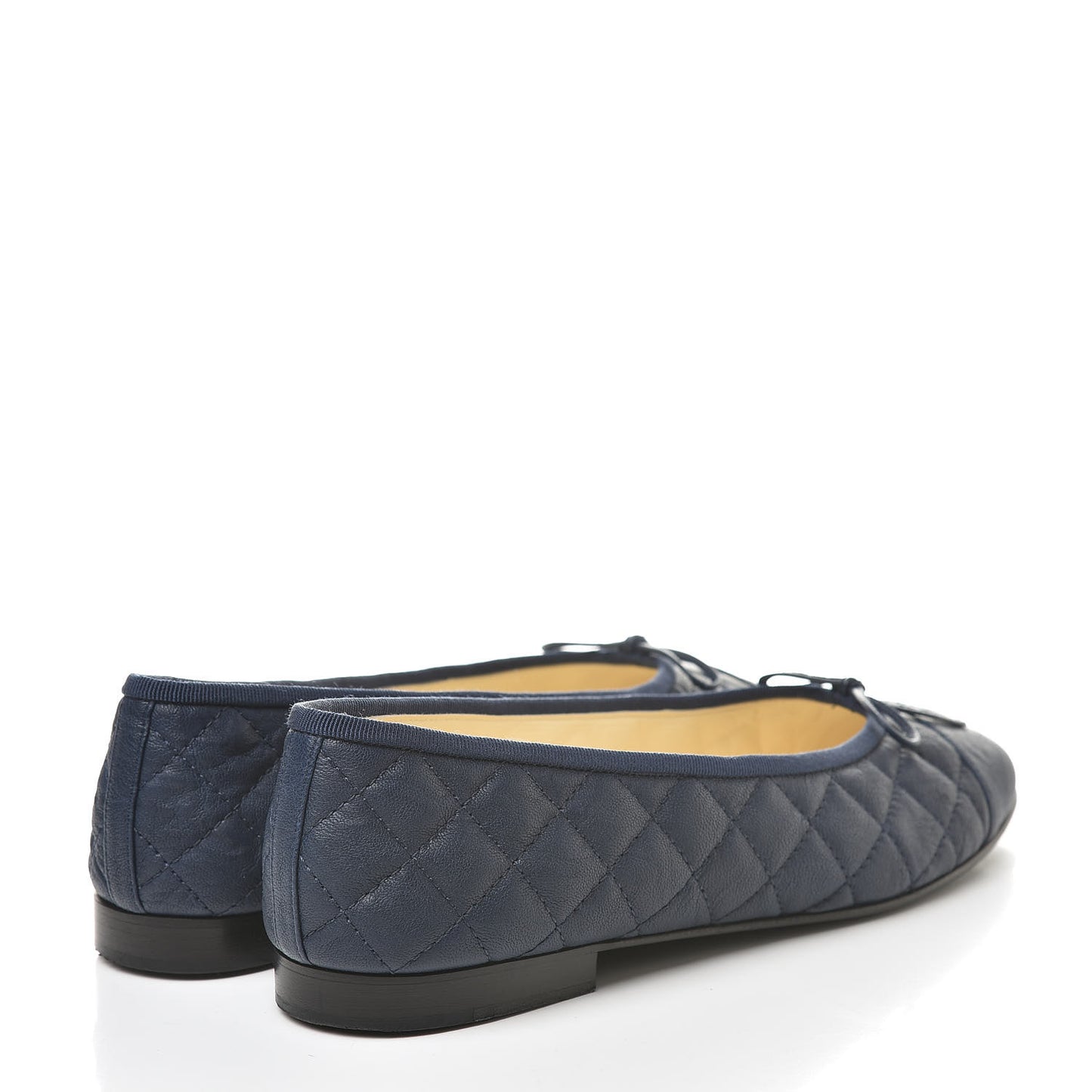 Lambskin Quilted Cap Toe Ballerina Flats 41 Navy